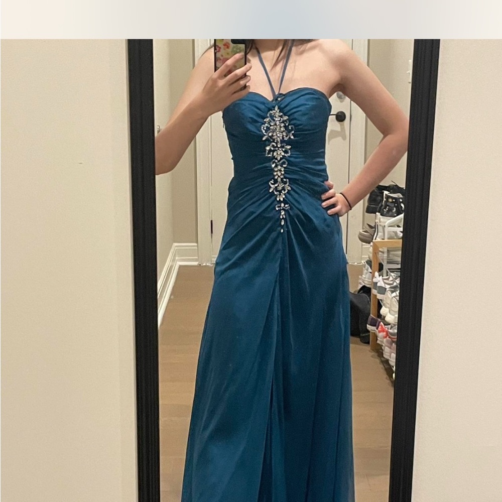 Vintage Teal Embellished Maxi Dress